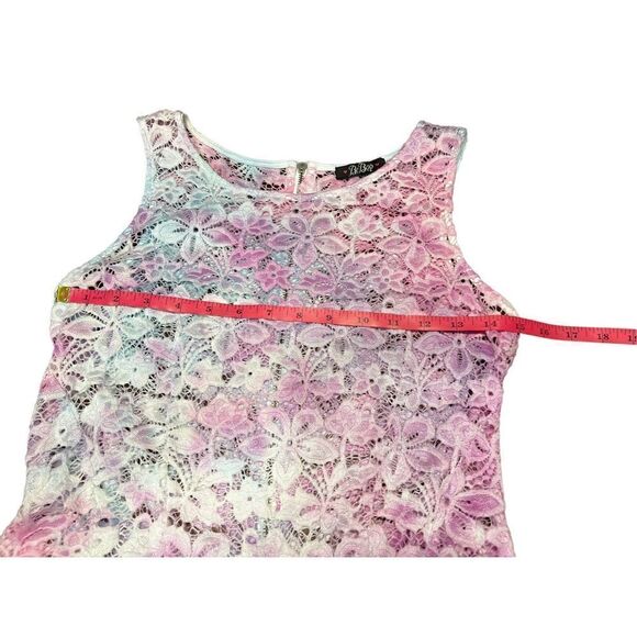 Unicorn ombré mermaid lace flower sheer tank mini dress medium be bop cover up - Picture 4 of 6